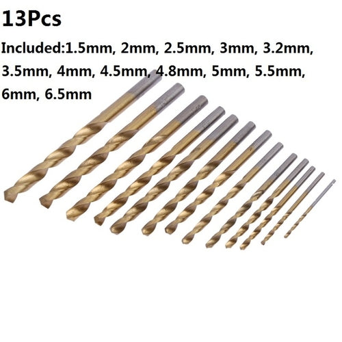 13/50/99/100Pcs HSS High Speed Steel Drill Bit Set