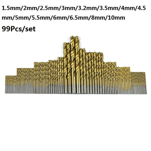 13/50/99/100Pcs HSS High Speed Steel Drill Bit Set