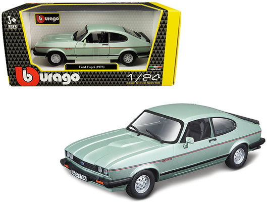 1973 Ford Capri Light Green Metallic 1/24 Diecast Model Car by Bburago