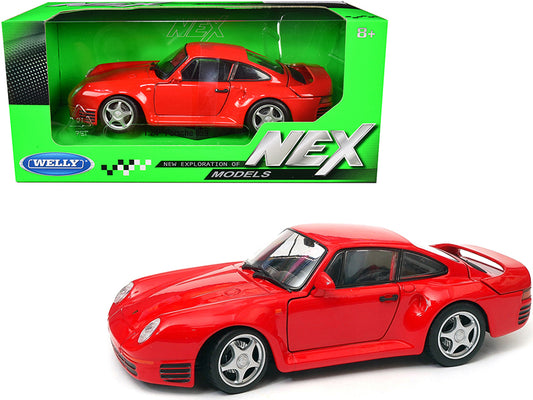 Porsche 959 Red with Silver Wheels \NEX Models\" 1/24 Diecast Model