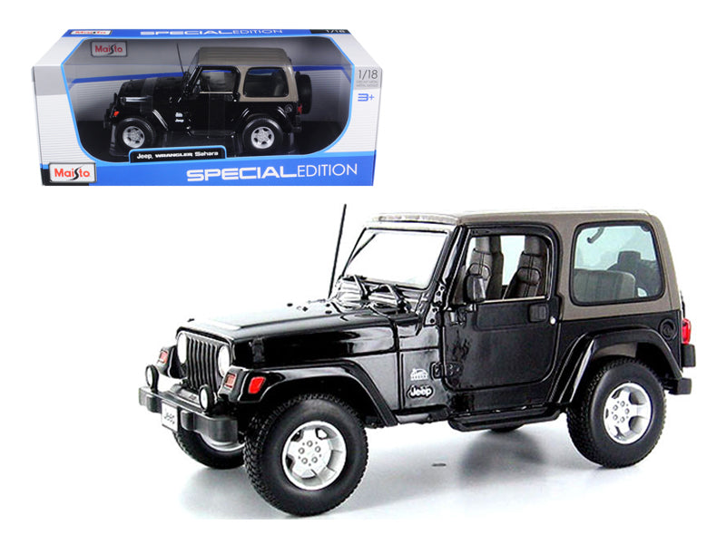 Jeep Wrangler Sahara Black 1/18 Diecast Model Car by Maisto