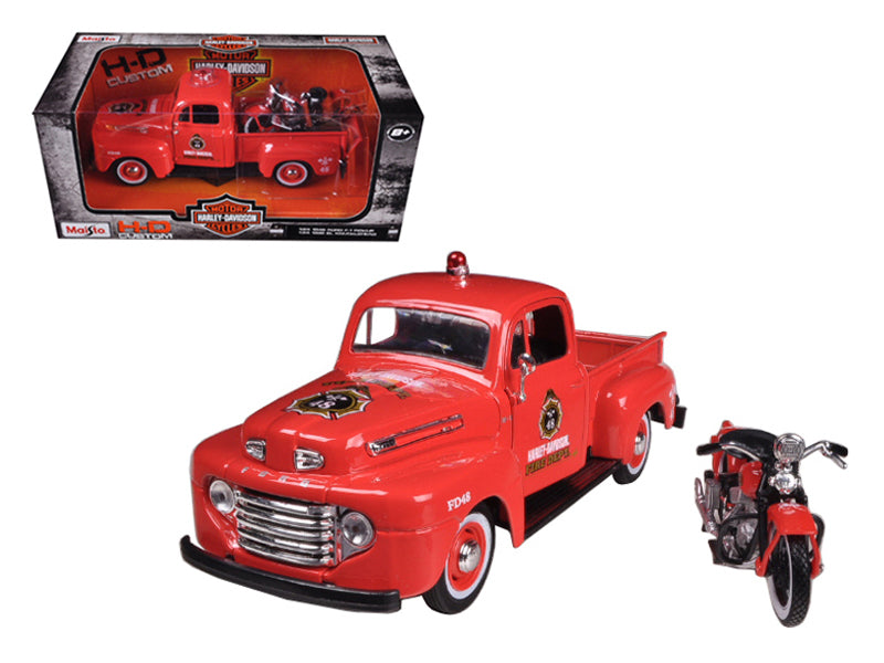 1948 Ford F-1 Pickup Truck Harley Davidson Fire With 1936 El