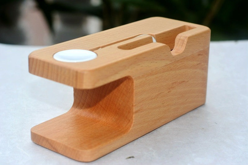 Bamboo Apple Watch Charger Holder & iPhone Holder