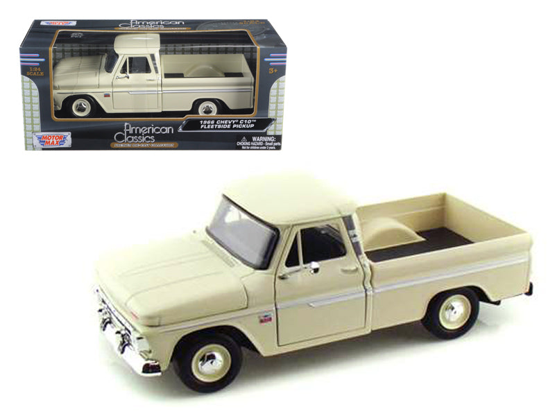 1966 Chevrolet C10 Fleetside Pickup Cream 1/24 Diecast Car Model by